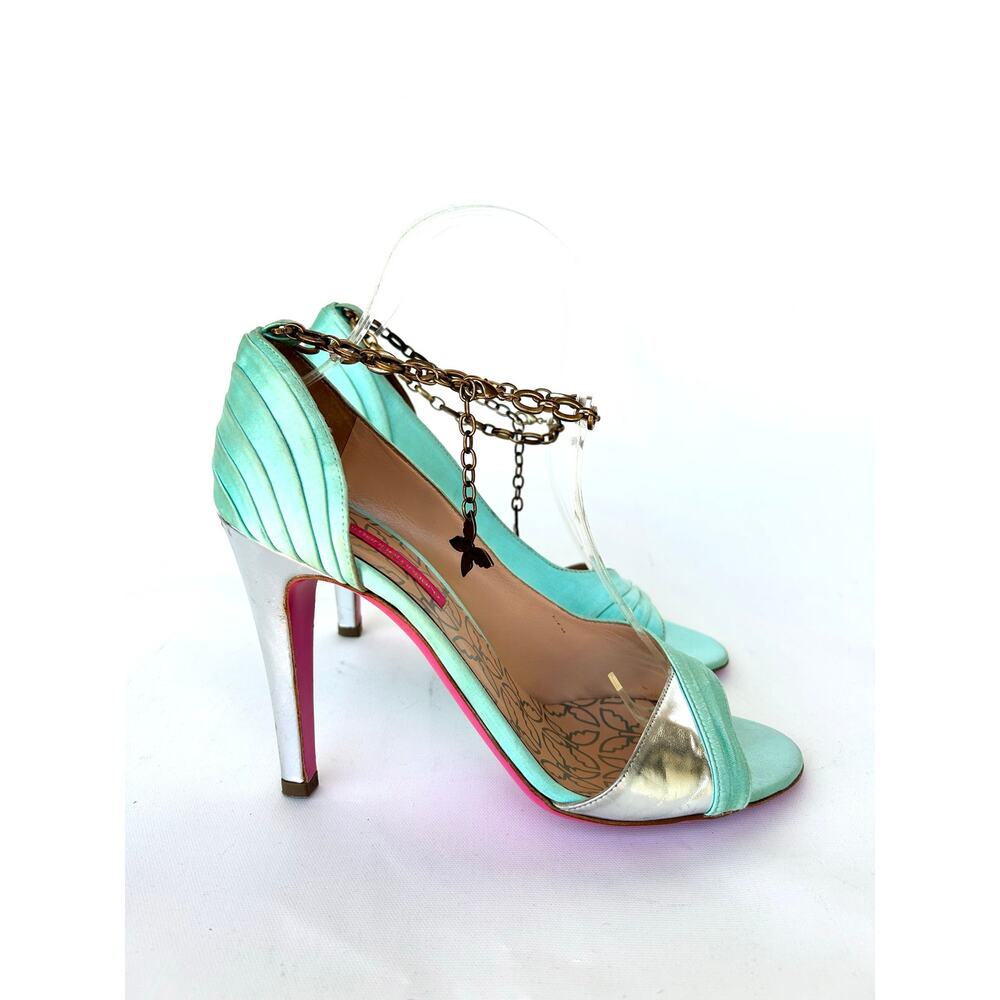 Vintage Y2K Ungaro Butterfly Charm Anklet Chain Heels Green Fairy 39.5 US 9.5 - Picture 6 of 14